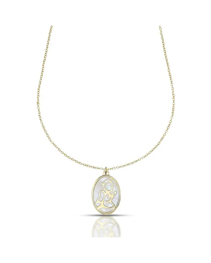 Collier Dana Custos Animae en or jaune et nacre avec ange