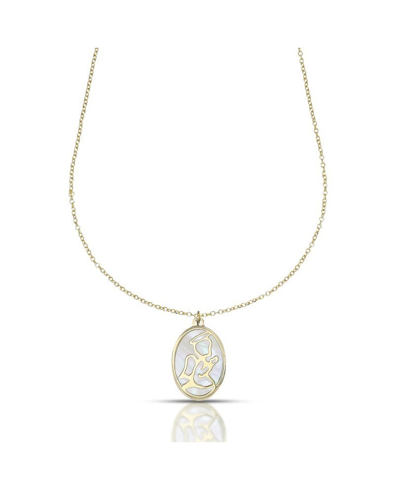 Collier Dana Custos Animae en or jaune et nacre avec ange