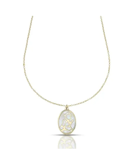Collier Dana Custos Animae en or jaune et nacre avec ange