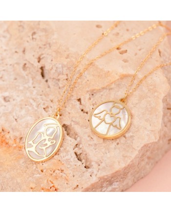 Collana Dana Custos Animae in Oro Giallo e Madreperla con Angioletto