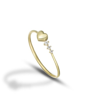 Dana Yellow Gold Wire Ring Mini Love with Heart