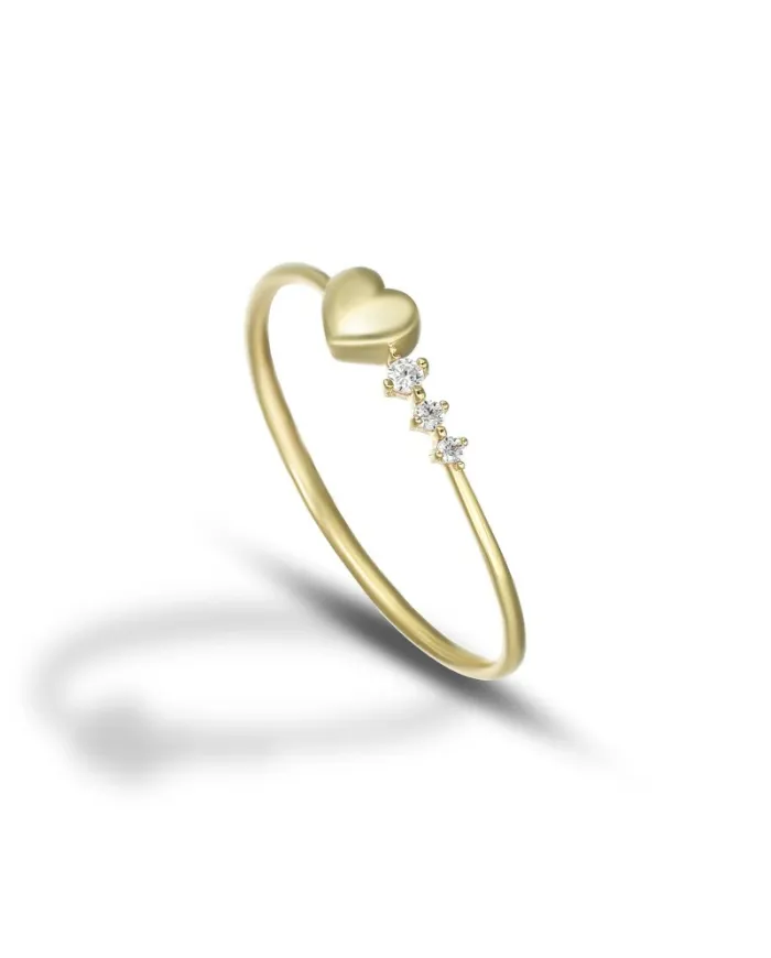 Dana Yellow Gold Wire Ring Mini Love with Heart