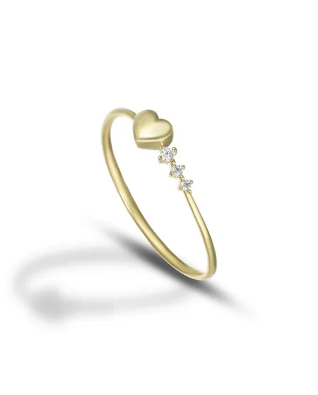 Bague Dana en fil d'or jaune Mini Love avec cœur