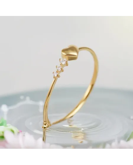Anello Dana in Oro Giallo a Filo Mini Love con Cuore