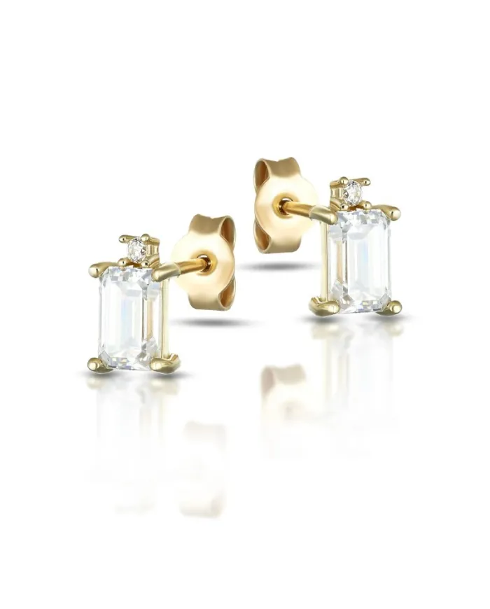 Boucles d'oreilles Dana en or jaune avec pointe de cristal Swarovski