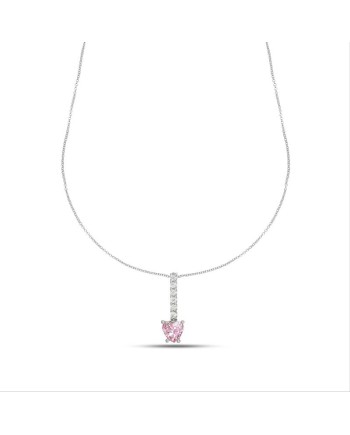 Collier Dana Sparkling Stick en or blanc avec cœur rose