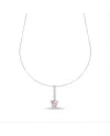 Dana Sparkling Stick Necklace in White Gold with Pink Heart