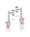 Orecchini Dana Sparkling Stick in Oro Bianco con Cuore Rosa