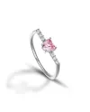 Anello Dana Sparkling Stick in Oro Bianco con Cuore Rosa
