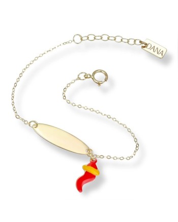 Dana Baby Yellow Gold Bracelet with Lucky Horn and Plate