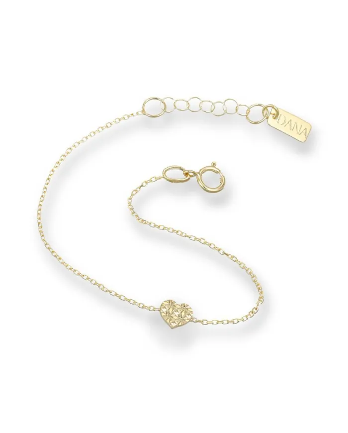 Bracciale Dana Baby in Oro Giallo con Cuore Diamantato