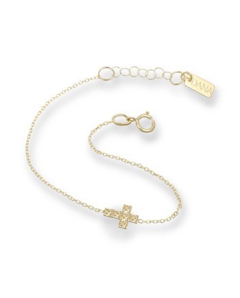 Bracelet bébé Dana en or jaune avec croix en diamant