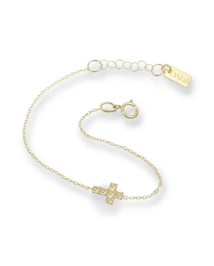Dana Baby Bracelet in Yellow Gold with Diamond Cross