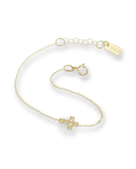 Dana Baby Bracelet in Yellow Gold with Diamond Cross