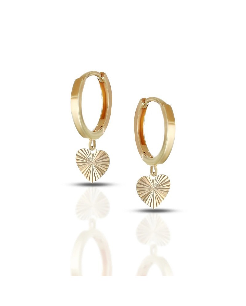 Boucles d'oreilles créoles en or jaune Dana Sweet Lights avec pendentif cœur