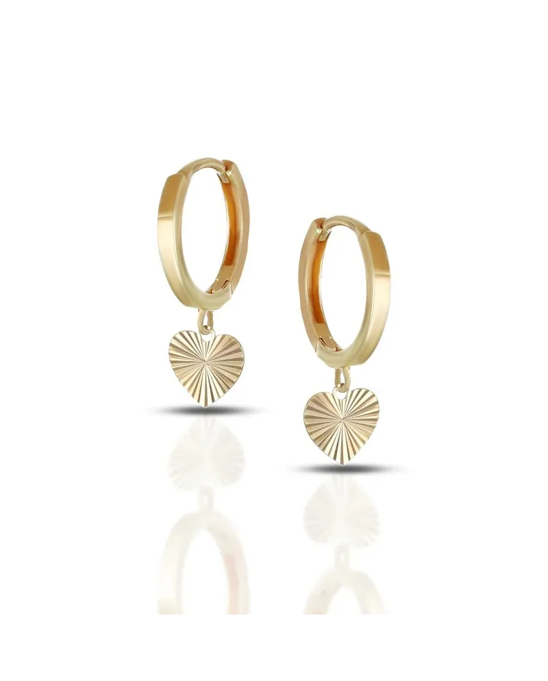 Dana Sweet Lights Yellow Gold Hoop Earrings with Heart Pendant