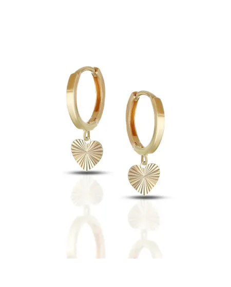 Dana Sweet Lights Yellow Gold Hoop Earrings with Heart Pendant