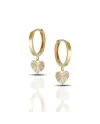 Dana Sweet Lights Yellow Gold Hoop Earrings with Heart Pendant