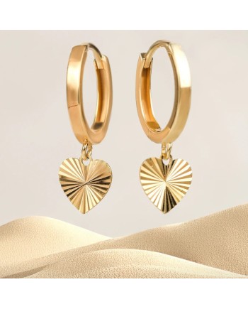 Boucles d'oreilles créoles en or jaune Dana Sweet Lights avec pendentif cœur