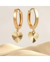 Dana Sweet Lights Yellow Gold Hoop Earrings with Heart Pendant