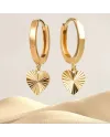 Dana Sweet Lights Yellow Gold Hoop Earrings with Heart Pendant