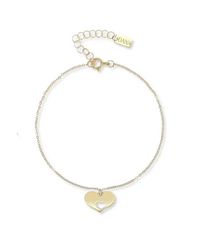 Bracciale Dana in Oro Giallo con Cuore Pendente