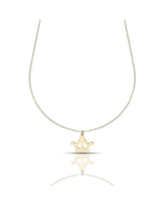Collier Dana en or jaune avec pendentif couronne