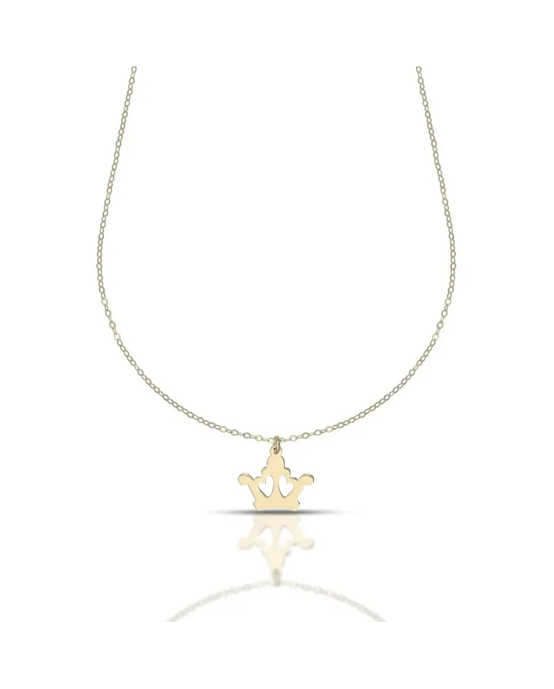 Collier Dana en or jaune avec pendentif couronne
