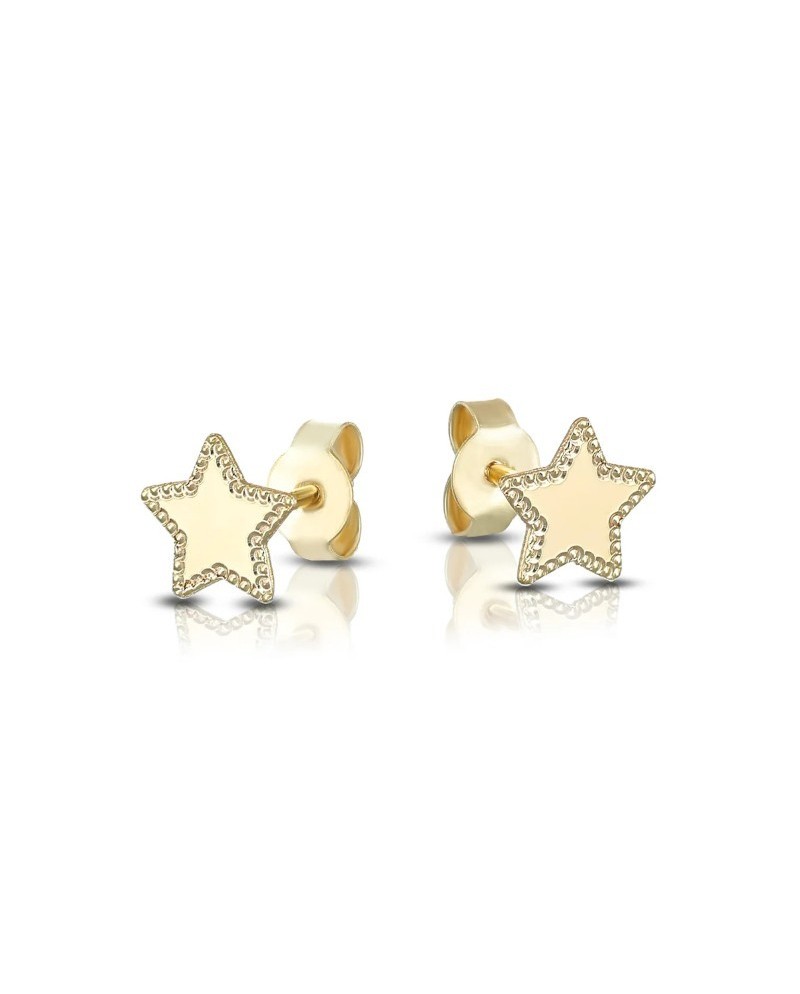 Dana Yellow Gold Stud Earrings with Diamond Star