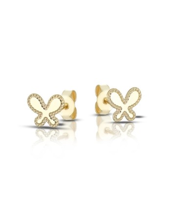 Dana Yellow Gold Stud Earrings with Diamond Butterfly