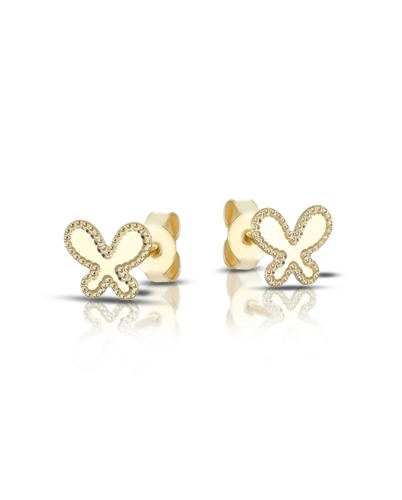 Boucles d'oreilles à tige en or jaune Dana avec papillon en diamant