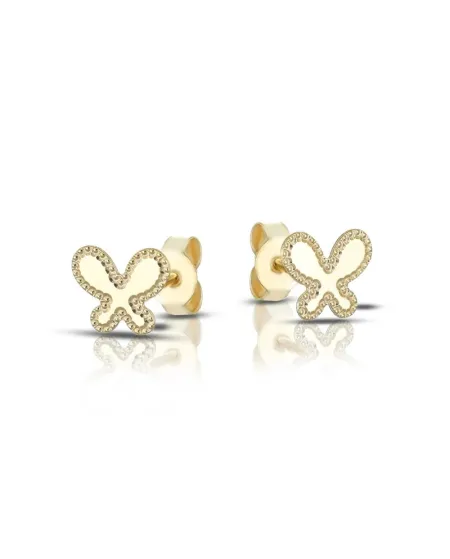 Dana Yellow Gold Stud Earrings with Diamond Butterfly