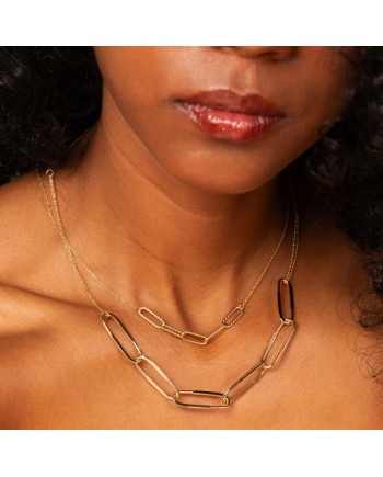 Collana Quintessenza in Oro Giallo con Elementi Ovali Diamantati