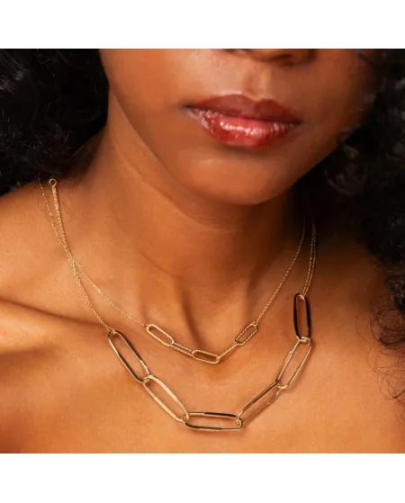 Collana Quintessenza in Oro Giallo con Elementi Ovali Diamantati
