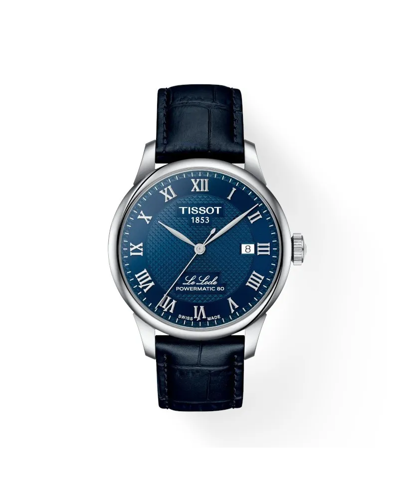 Tissot Le Locle Powermatic 80 Watch with Blue Dial and Leather Strap