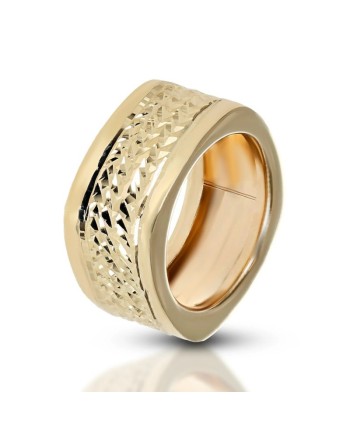 Anello Dana in Oro Giallo a Fascia Quadrata Diamantata
