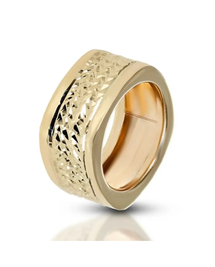 Anello Dana in Oro Giallo a Fascia Quadrata Diamantata
