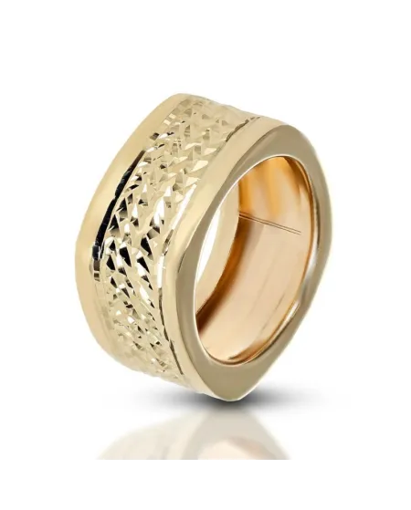 Anello Dana in Oro Giallo a Fascia Quadrata Diamantata