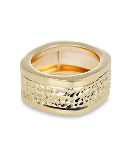 Dana Yellow Gold Ring with Square Diamond Band