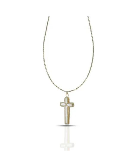 Collana Dana Corpus Lux in Oro Giallo con Croce Double Face
