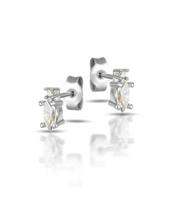 Dana White Gold Stud Earrings with Swarovski Marquise Light Point