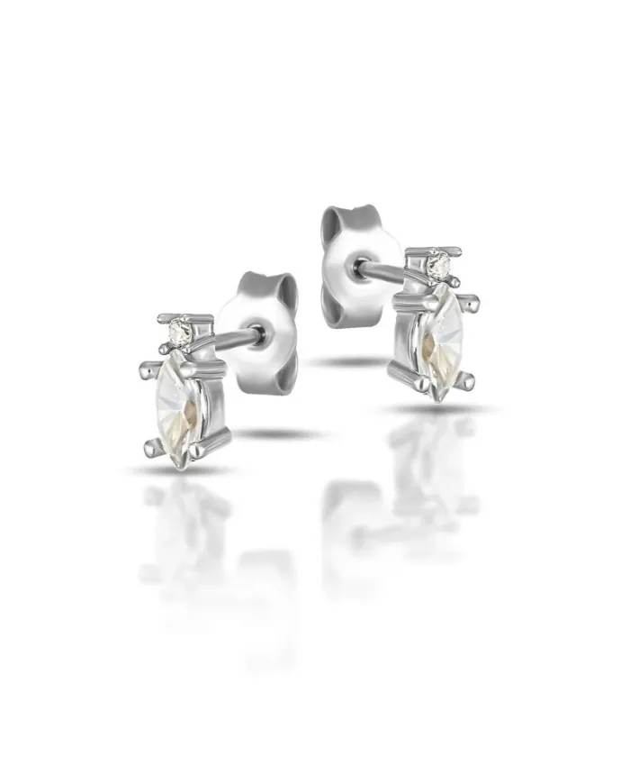 Orecchini a Lobo Dana in Oro Bianco con Punto Luce Marquise Swarovski