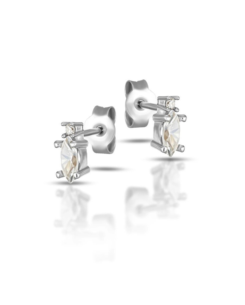 Dana White Gold Stud Earrings with Swarovski Marquise Light Point