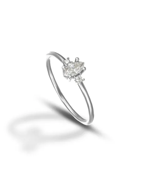 Anello Dana in Oro Bianco con Swarovski Marquise
