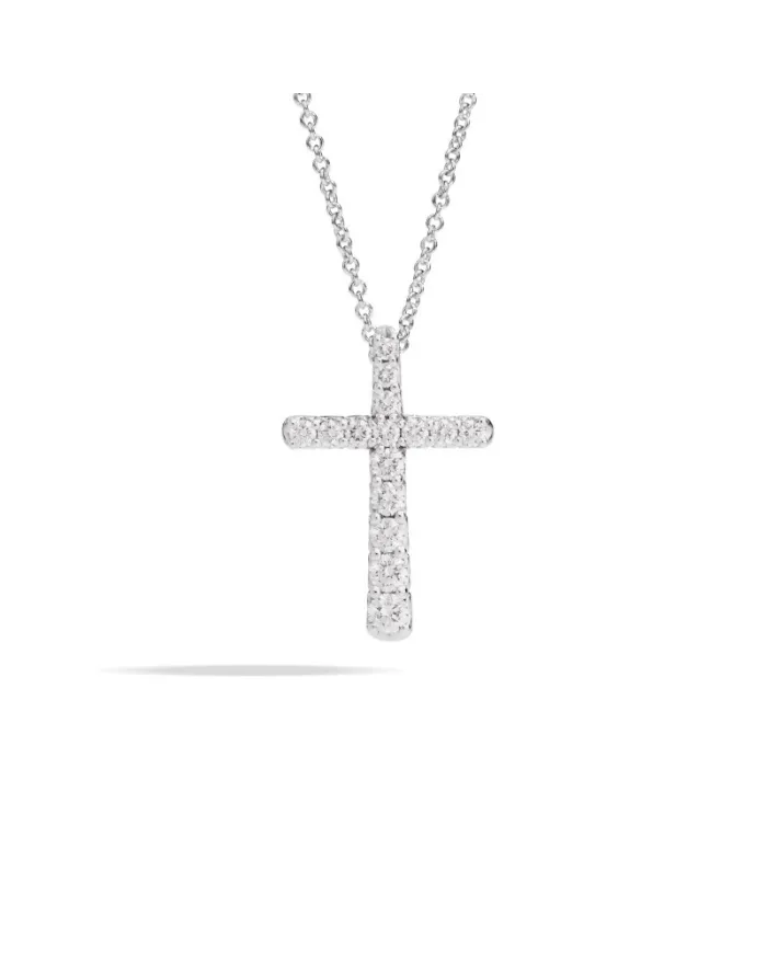 Collier Croix Anniversaire Recarlo en or blanc et diamants de 0,52 ct