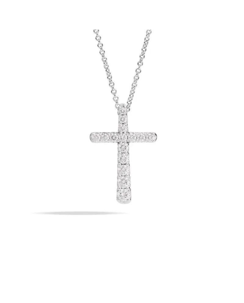 Collier Croix Anniversaire Recarlo en or blanc et diamants de 0,52 ct