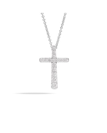 Recarlo Anniversary Cross Necklace in White Gold and 0.31 ct Diamonds