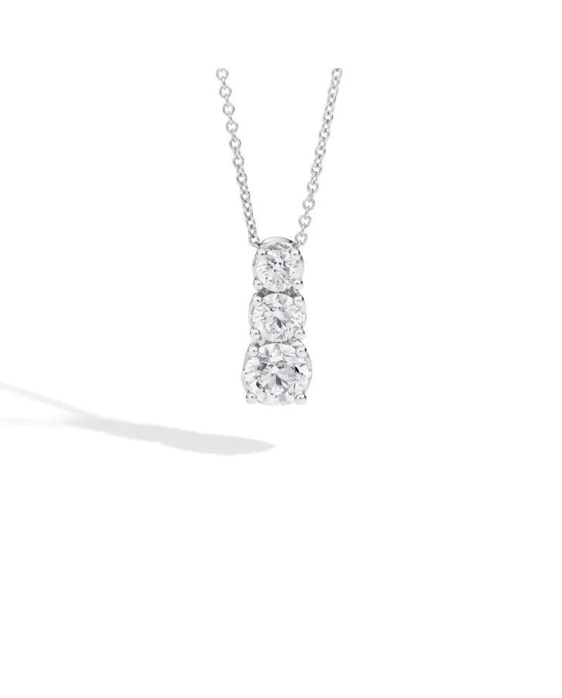 Collier ras du cou fantaisie anniversaire Recarlo en or blanc avec pendentif diamant dégradé