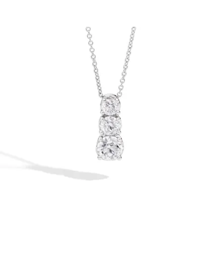 Collier ras du cou fantaisie anniversaire Recarlo en or blanc avec pendentif diamant dégradé