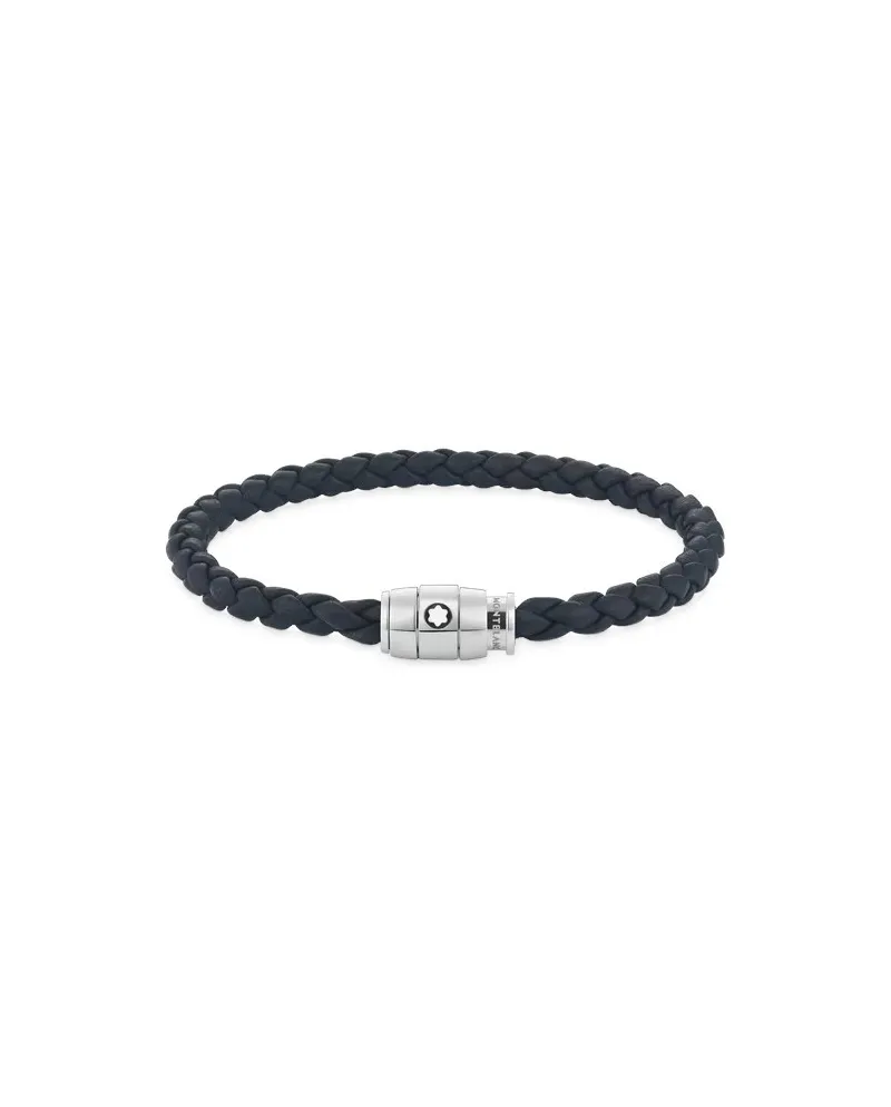 Bracelet Montblanc avec fermoir à 3 anneaux en cuir souple bleu Air Force